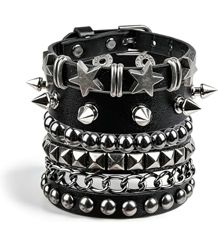 Amazon.com: Cybergoth Double Row Studded Patent Leather Bracelet